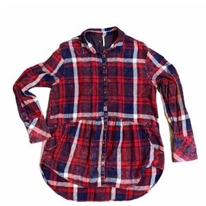 Free People size medium red plaid flannel shirt